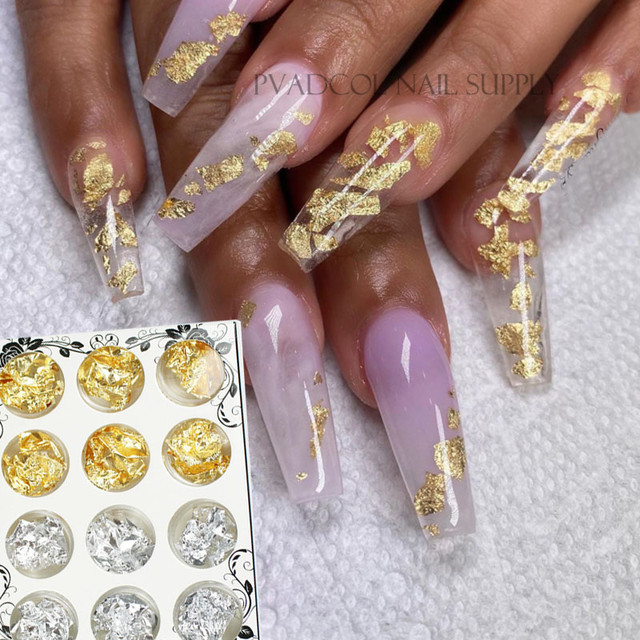 3d Nail Art Foil Flakes Decoration Chunky Glitter Gold Silver Pack Of 12  Acrylic Designs Manicure Tool - Nail Glitter - AliExpress